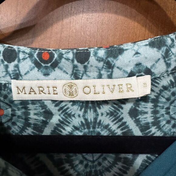 Marie Oliver Kara dress green and whitete geometric pattern size medium - Picture 3 of 7